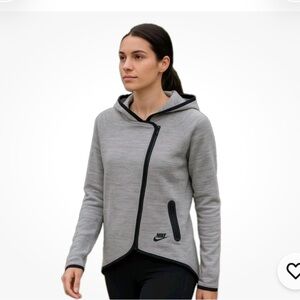 Nike Women’s Heather Gray Tech Fleece Asymmetrical Zip-Up Hoodie
